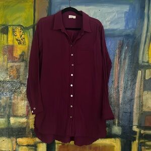 P cill with love purple cotton muslin long button down size large